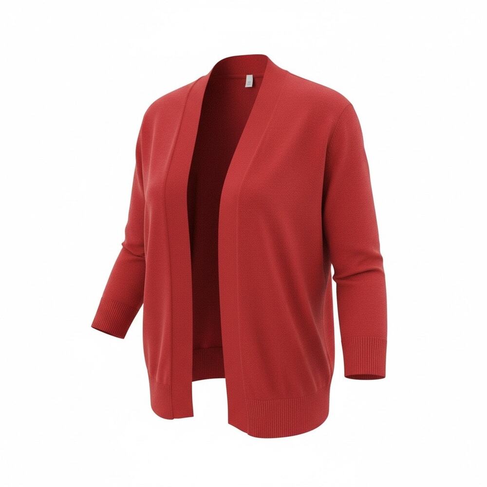 Dressbarn Open Front Cardigan XL Rust Red Lightweight Layering Sweater